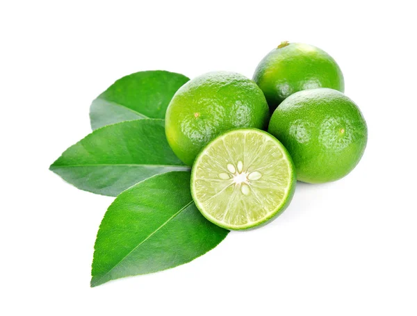 Limão Fruto Com Meio Isolado Branco — Fotografia de Stock