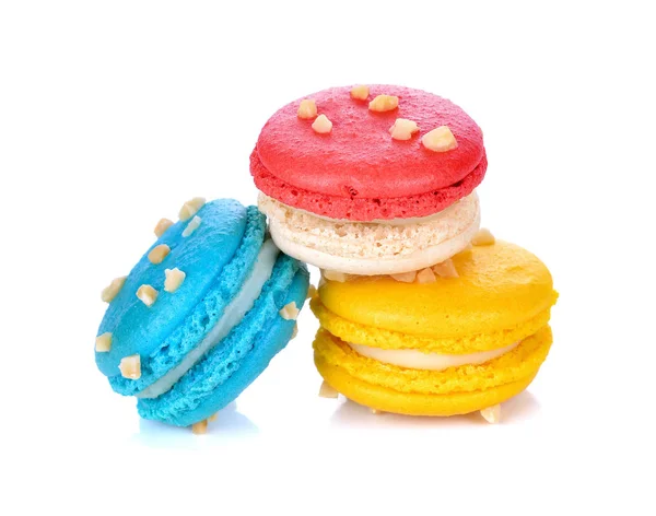 Savoureux Macaron Coloré Sur Fond Blanc — Photo