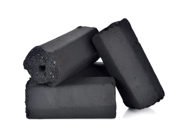 Carvão Madeira Isolado Branco — Fotografia de Stock