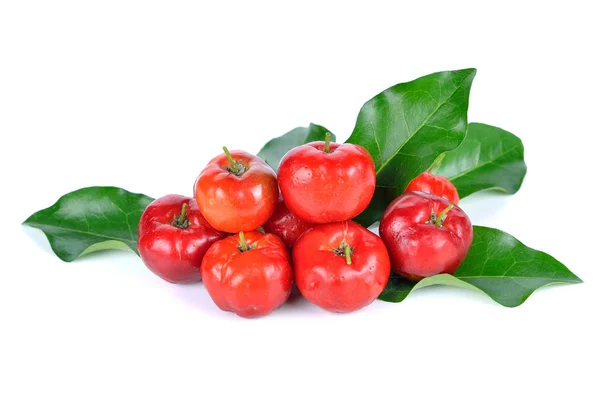 Acerola Frutas Isoladas Branco — Fotografia de Stock