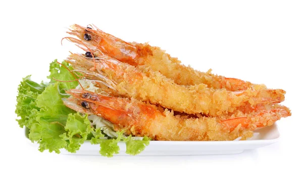 Японская Еда Жареные Креветки Темпура Изолированы Белом — стоковое фото