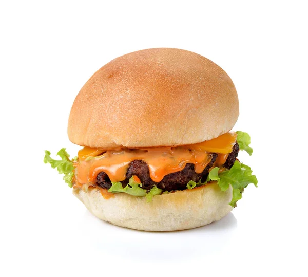 Hamburger Isolato Sfondo Bianco — Foto Stock
