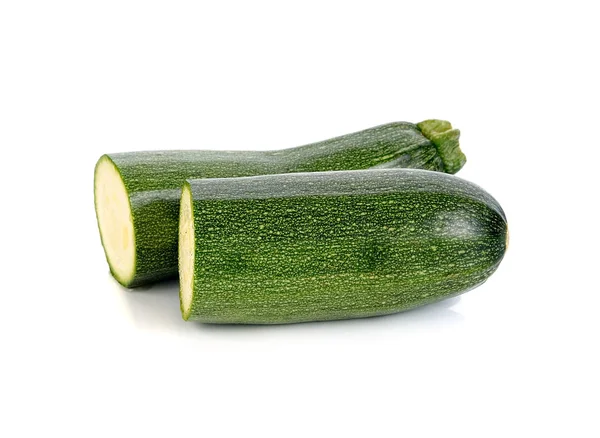 Zucchine Con Fette Isolate Fondo Bianco — Foto Stock