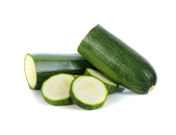 Courgettes Avec Des Tranches Isolées Sur Fond Blanc — Photo