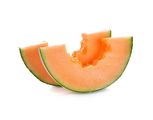 Cantaloup Tranches Melon Sur Fond Blanc — Photo