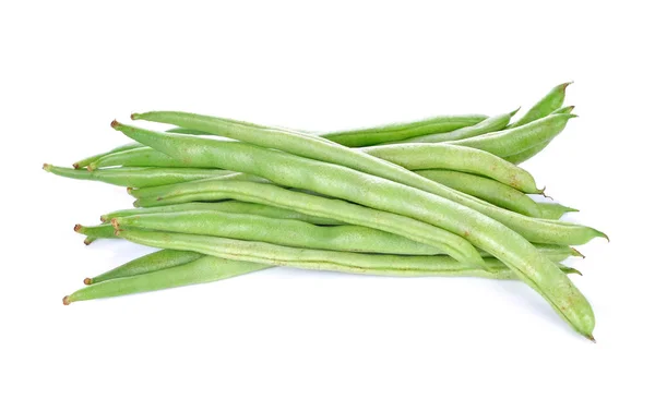 Haricots Verts Isolés Sur Fond Blanc — Photo