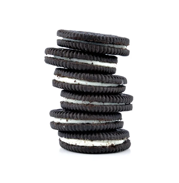 Choklad Cookies Med Grädde Isolerad Vit Bakgrund — Stockfoto