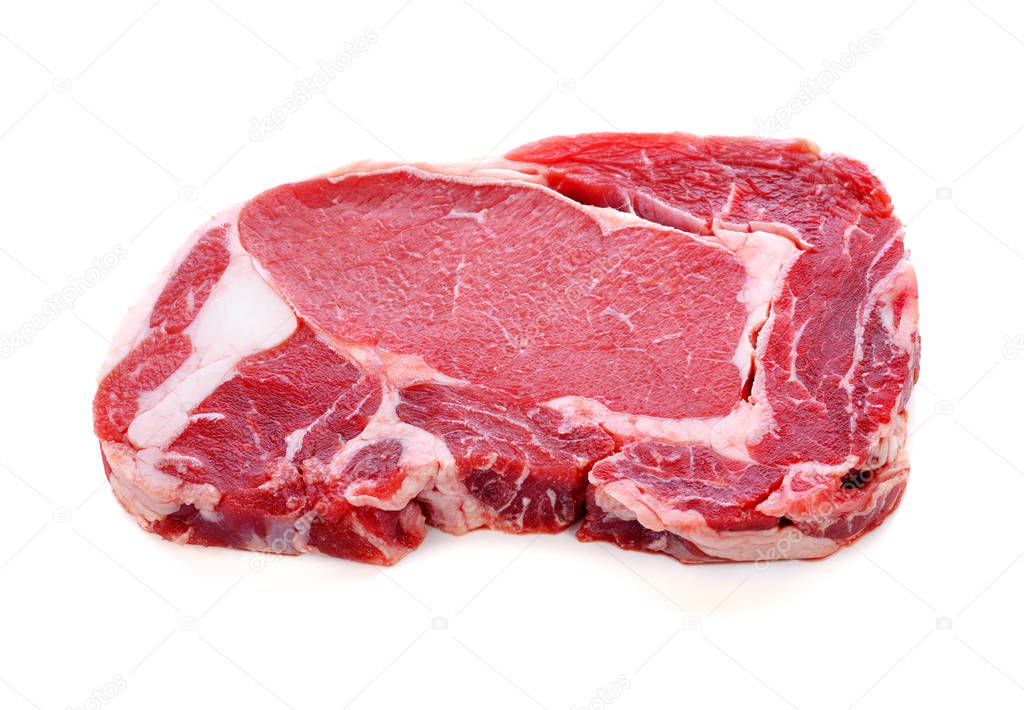 Fresh raw beef steak isolated on white