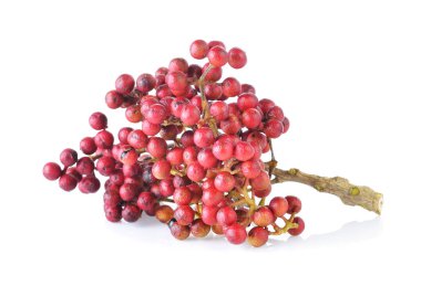 Szechuan biber (Zanthoxylum piperitum), beyaz arka planı izole meyve