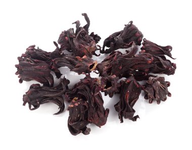 Kurutulmuş roselle beyaz arka plan üzerinde izole.