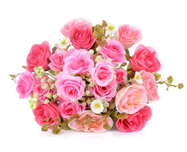 Beyaz arkaplanda Yapay Gül.