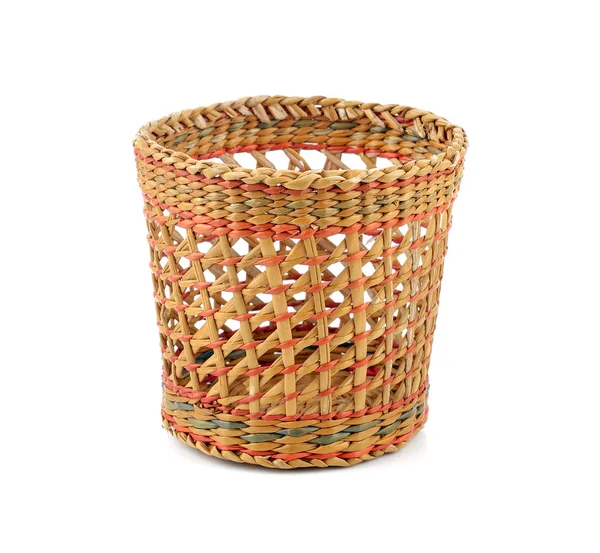 Wicker Basket Isolated White Background — Stock Photo, Image