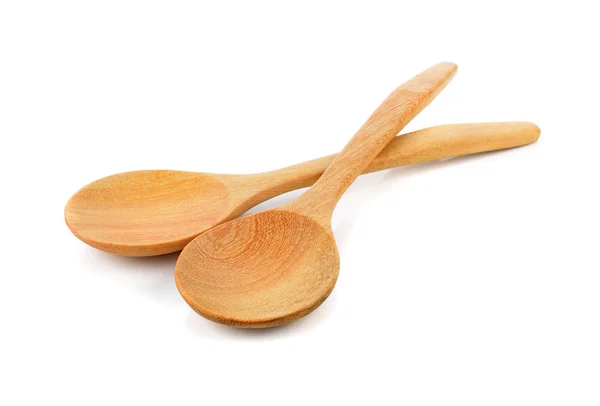 Spoon Kayu Pada Latar Belakang Putih — Stok Foto