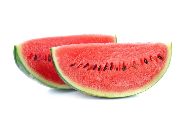 Aufgeschnittene Reife Wassermelone Isoliert Auf Weißem Hintergrund — Stockfoto