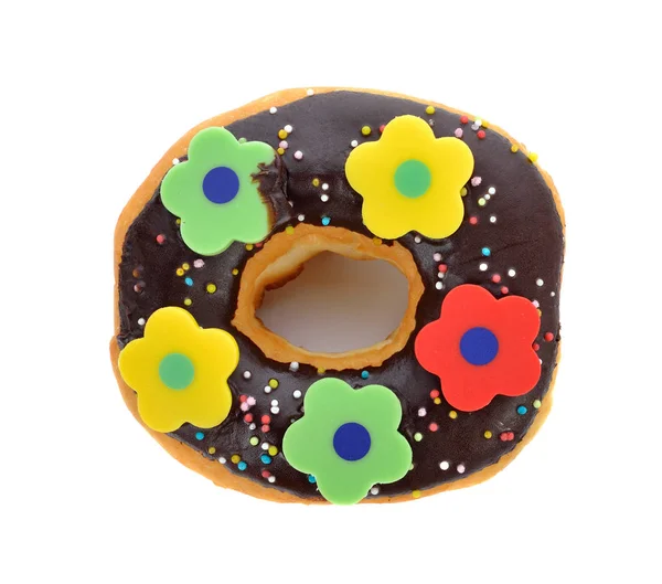 Schokolade Donut Isoliert Auf Weiß — Stockfoto