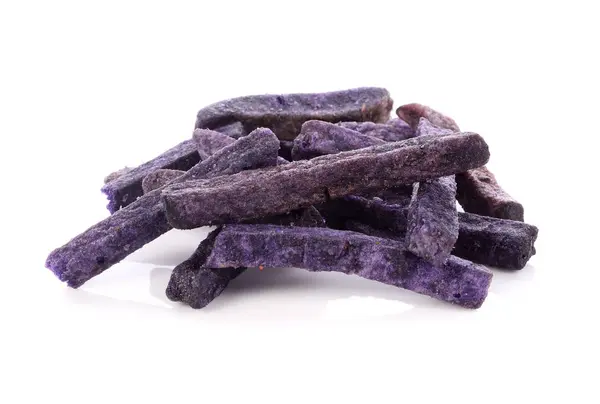 Purple Ziemniaki Przekąska Izolować Białym Tle — Zdjęcie stockowe