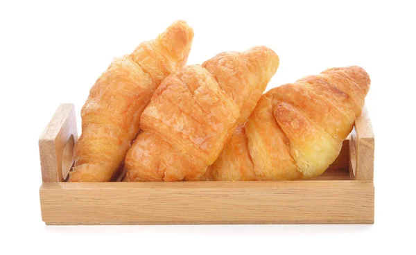 Croissant Saboroso Sobre Fundo Branco — Fotografia de Stock