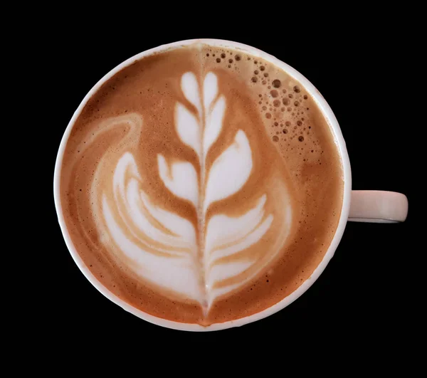 Sanat Latte Veya Cappuccino Kahve Siyah Izole — Stok fotoğraf