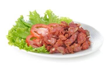 Kızarmış domuz üzerinde beyaz izole.