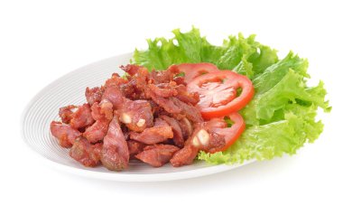 Kızarmış domuz üzerinde beyaz izole.