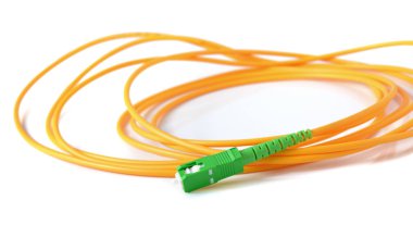 Beyaz arkaplanda fiber optik kablo