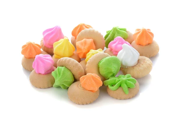 Kekse Mit Vielfarbigem Zuckerbelag Auf Weißem Hintergrund — Stockfoto