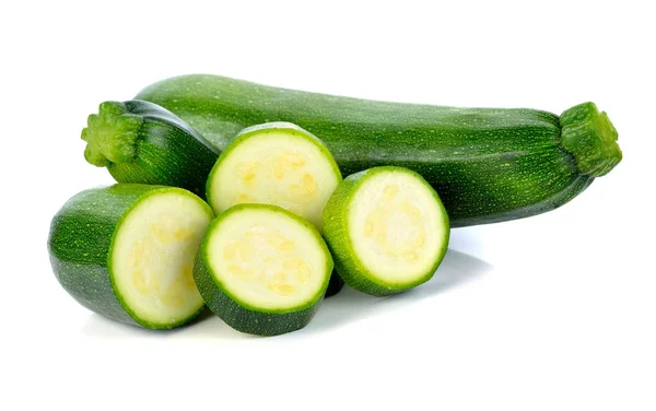 Verdure Zucchine Verdi Isolate Bianco — Foto Stock