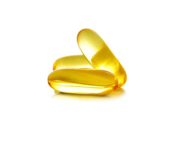 Morina ciğeri yağı omega 3 jel kapsülleri beyaz arka planda izole