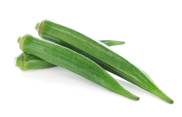 Frische Okra Oder Grüne Roselle Auf Weißem Hintergrund — Stockfoto