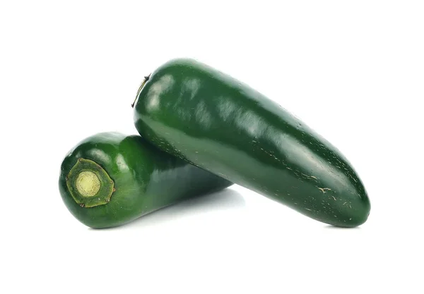 Jalapenos Chilipeppar Eller Mexikansk Chilipeppar Vit Bakgrund — Stockfoto