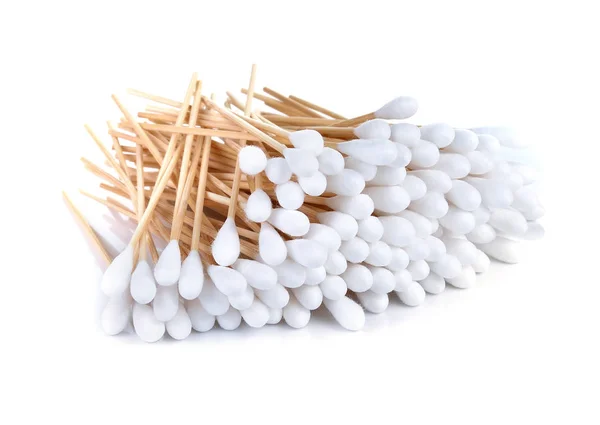 Wood Cotton Buds Isolated White Background — Stock Photo, Image