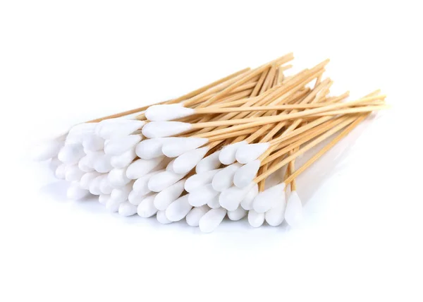 Wood Cotton Buds Isolated White Background — Stock Photo, Image