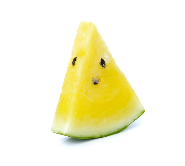 Gelbe Wassermelone Isoliert Auf Weißem Hintergrund — Stockfoto