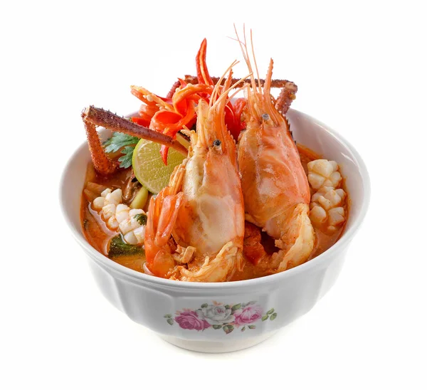 Tom Yam Kung Thailändische Küche Isoliert Auf Weißem Hintergrund — Stockfoto