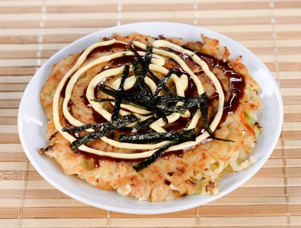 Japanese Food Okonomiyaki Japanese Pizza — Stock Photo, Image