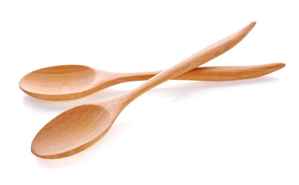 Wood Spoon Elszigetelt Fehér — Stock Fotó