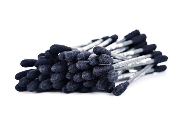 Cotton sticks,black-color on white