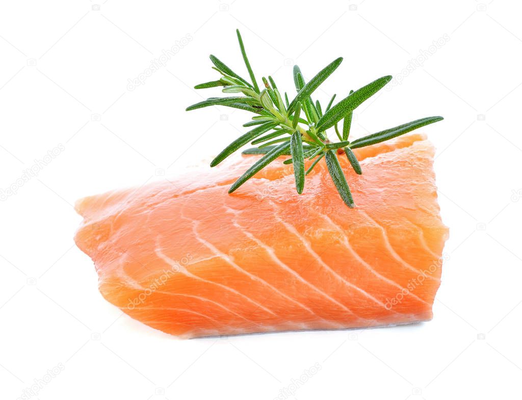 Salmon Raw Fillet Red Fish isolated on a White Background