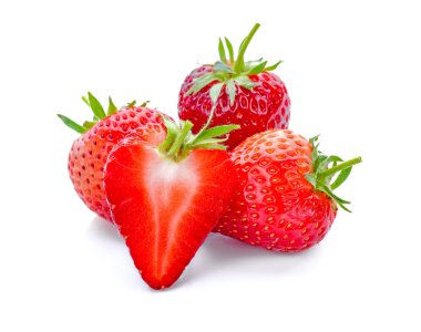 Beyaz arkaplanda yalıtılmış çilek meyvesi.