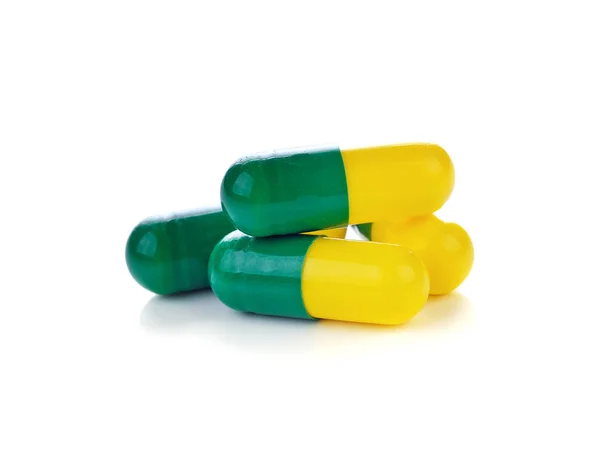 Pillen Capsules Witte Achtergrond — Stockfoto