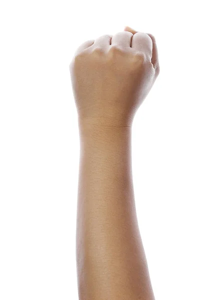 Mão Com Punho Apertado Isolado Fundo Branco — Fotografia de Stock