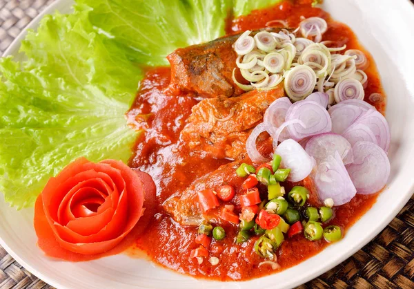 Würzige Fischkonserven Sardinensalat Thailändisches Essen — Stockfoto