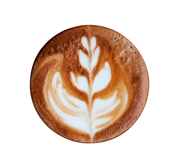 Latte Art Kahve Beyaz Arka Plan Üzerinde — Stok fotoğraf