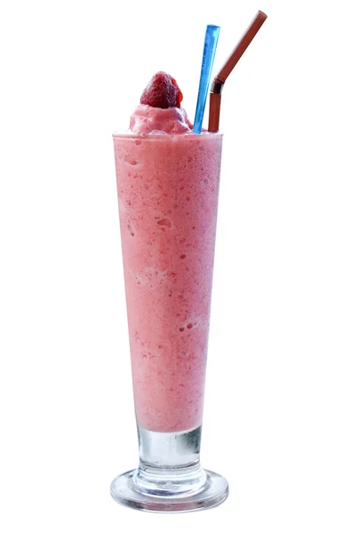 Smoothie Morango Fundo Branco — Fotografia de Stock