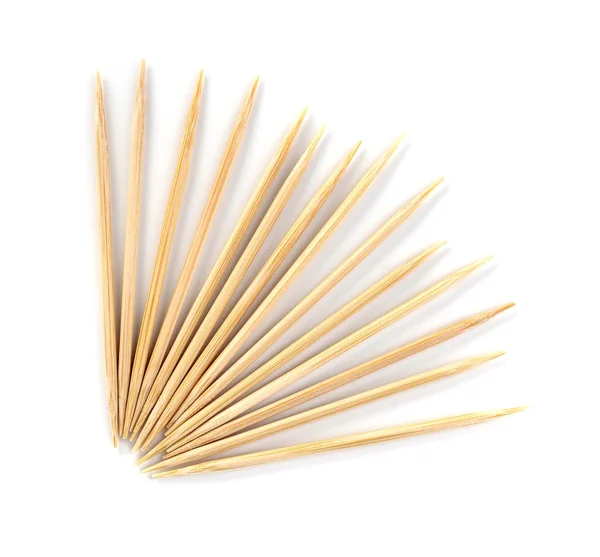 Wooden Toothpicks White Background — Stock Photo, Image