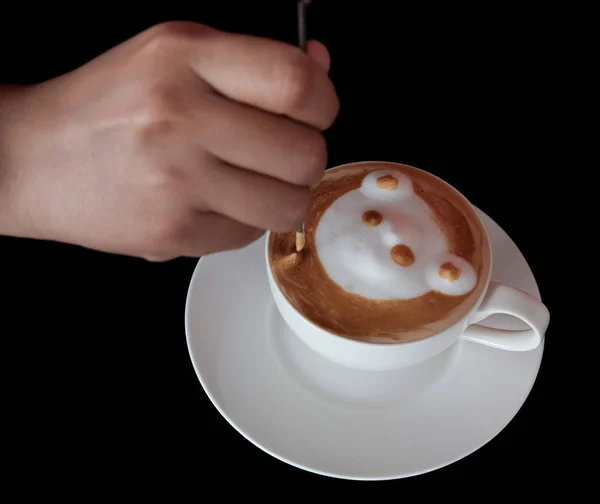 Cómo Hacer Arte Latte Por Barista Enfoque Leche Café — Foto de Stock