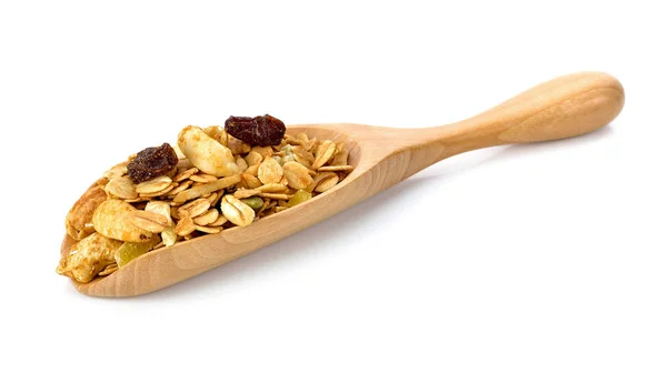 Mescolare Cereali Granola Sfondo Bianco — Foto Stock