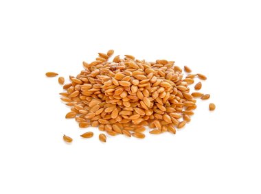 beyaz zemin üzerine altın keten tohumu