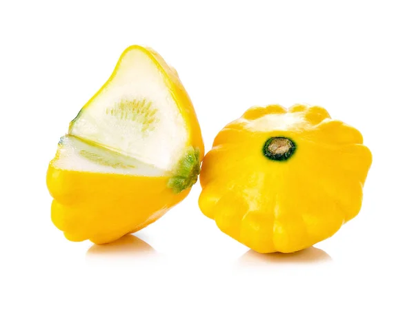 Calabaza pattypan amarilla aislada sobre fondo blanco. — Foto de Stock