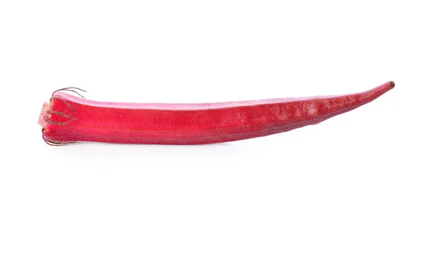 Beyaz izole kırmızı bamya — Stok fotoğraf